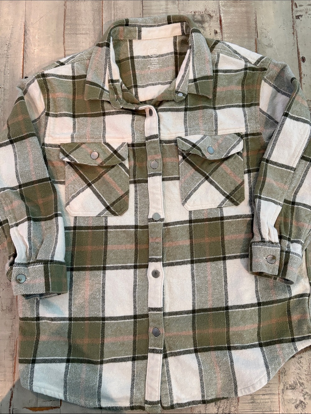 Wonder Nation Girls Shacket Plaid Flannel Jacket